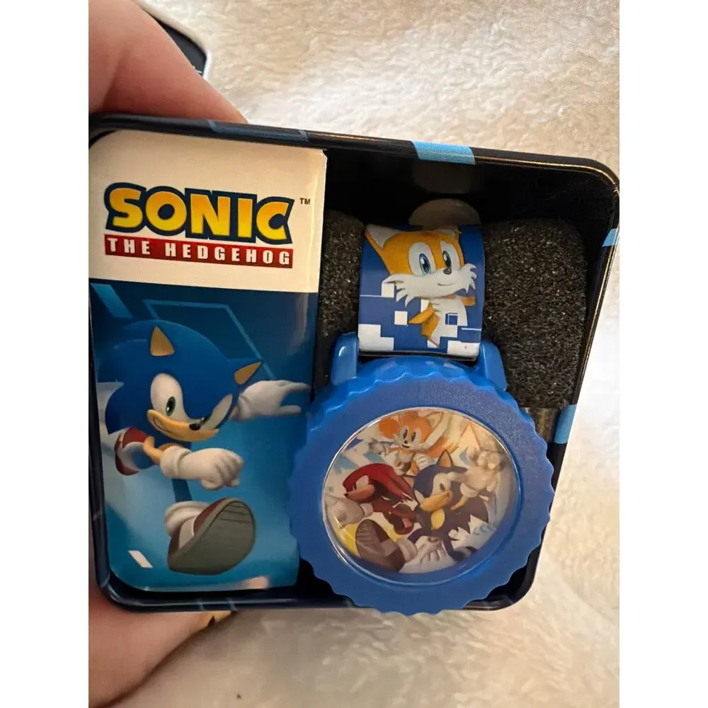 Accutime Sonic The Hedgehog Digital Watch Quartz LCD Flashing LED Lights NEW Tin